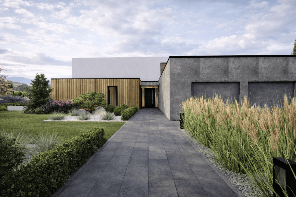 odcienie-zieleni-nowoczesne-wejscie-do-domu