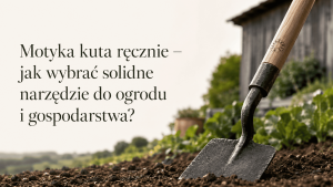 Motyka ogrodowa w rustykalnym ogrodzie